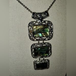 Elegant Silver and Green Abalone Necklace